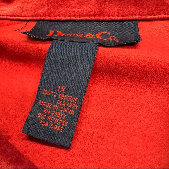 Denim & Co 90s/Y2K Red Suede Jakcet 1X - Picture 6 of 8